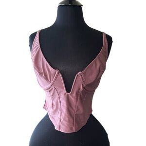 Urban Outfitters Satin Bustier Crop Top in Mauve